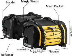 2 Pack Waterproof Motorcycle Pannier Bag 62L (2x31L) Yellow Large Side Rack