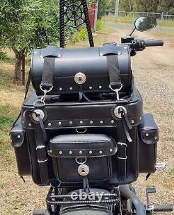 Australian Bikers Gear Motorcycle MOTORBIKE Luggage Leather Sissy Bar Saddle Bag