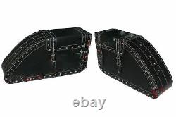 Left Right Faux Leather Studded Pannier Luggage Carrier Set With Fitting
