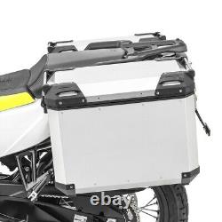 Motorcycle Aluminium Panniers Set Bagtecs QP48 Side Cases + adapter silver