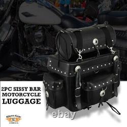 Motorcycle SissyBar Bag With luggage Roll Bikers CRUISER Harley Style Sissy Rack