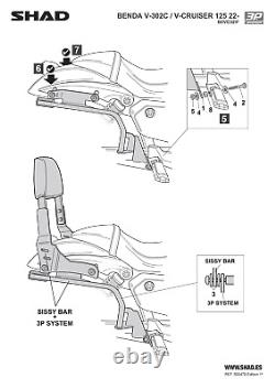 SHAD 3P Pannier Rack Motorcycle Side Case Kit for Benda V 302 C (22-23)