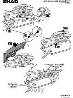 SHAD 4P Pannier Luggage Rack Fitting Kit for Honda CB500 X (16-22)