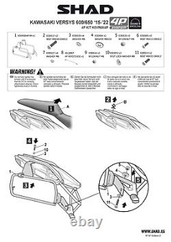SHAD 4P Pannier Rack Motorcycle Side Case Kit for Kawasaki Versys 650 (15-23)