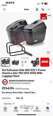 Set Suitcases Side GIVI E22 + Frame Honda x-Adv 750 2017-2020 With Luggage Rack